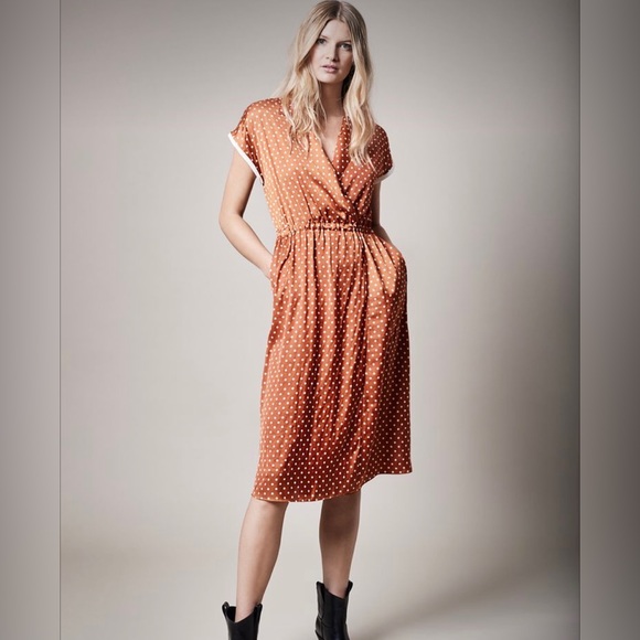 Smythe Burnt Orange Rust and Ivory Polka Dot Dress SZ 4/6 - Picture 1 of 11